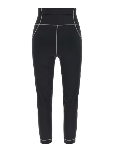 Moncler Logo Leggings Featuring Contrast Stitching In Black