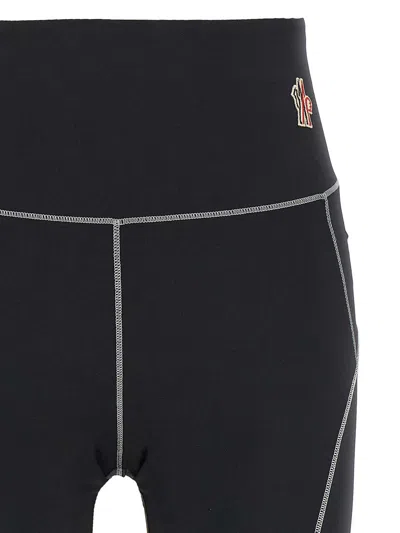 Moncler Logo Leggings Featuring Contrast Stitching In Black