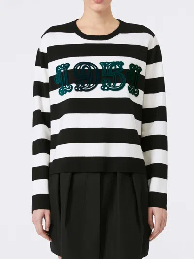 Max Mara Viterbo Wool Crewneck Sweater In Multi