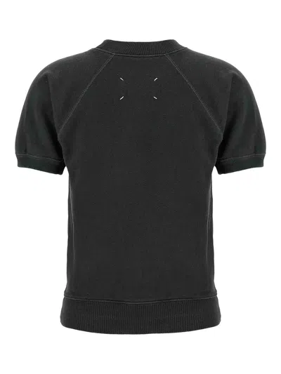 Maison Margiela Deconstructed Logo Sweatshirt With Ribbed Finish In Gray