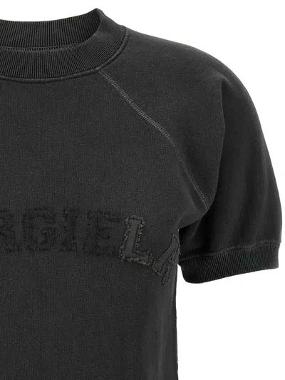 Maison Margiela Deconstructed Logo Sweatshirt With Ribbed Finish In Gray