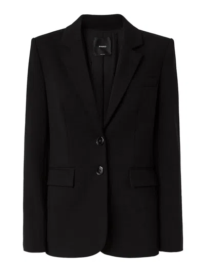 Pinko Notch Lapel Single-breasted Jacket With Flap Pockets In Black