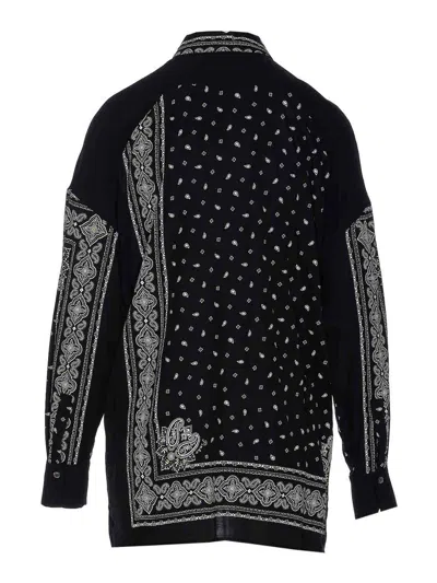 Pinko Bandana Print Button-down Shirt With Adjustable Hem In Black
