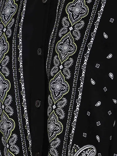 Pinko Bandana Print Button-down Shirt With Adjustable Hem In Black