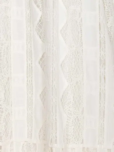 Pinko Flowing Maxi Skirt With Intricate Lace Detailing In White