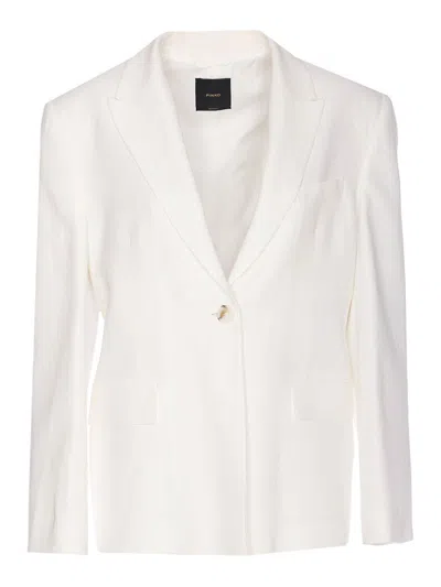 Pinko Tailored White Blazer With Adjustable Strap Detail In White