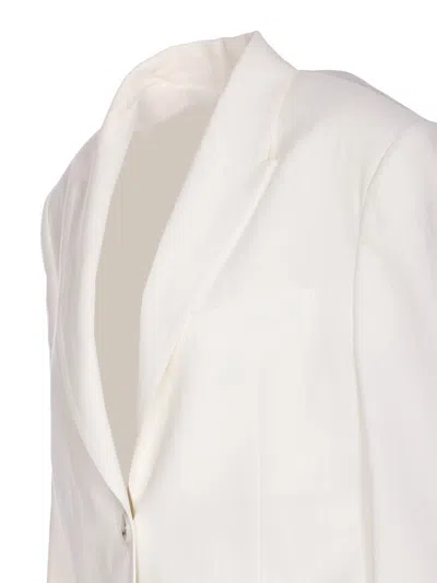 Pinko Tailored White Blazer With Adjustable Strap Detail In White