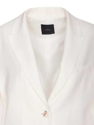 Pinko Tailored White Blazer With Adjustable Strap Detail In White