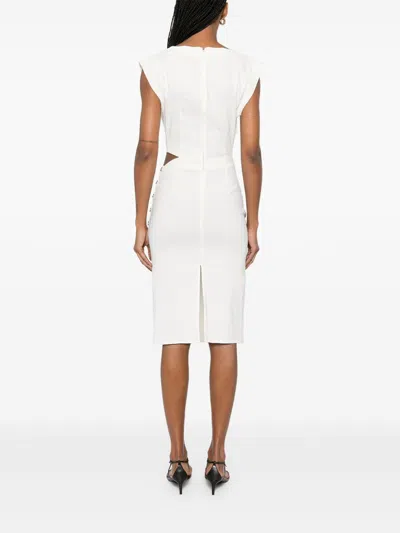 Pinko Knee Length Dress Cap Sleeves In White