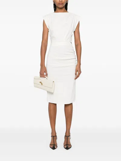 Pinko Knee Length Dress Cap Sleeves In White