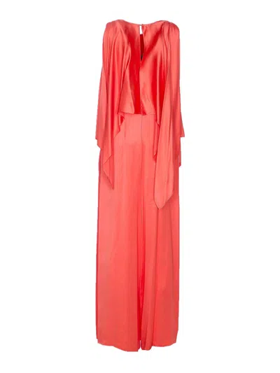 Pinko Red Dress With Round Neckline And Ruffle Details In Pink