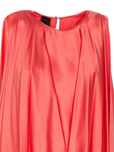 Pinko Red Dress With Round Neckline And Ruffle Details In Pink
