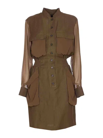 Pinko Green Benvenuto Dress In Green