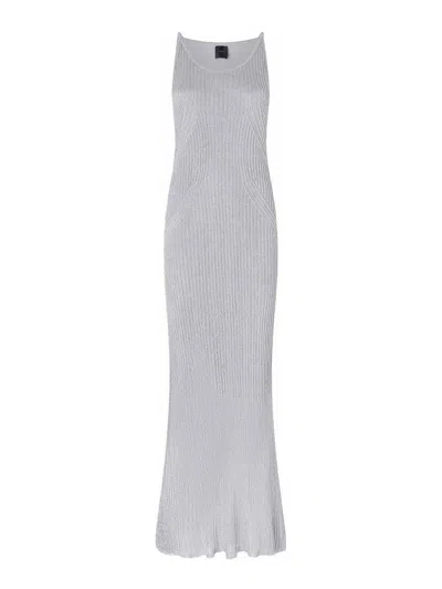 Pinko Nelson Viscose And Metallised Fibre Long Dress In Gray