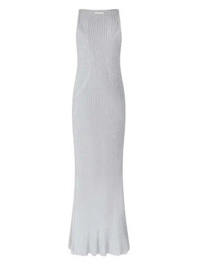 Pinko Nelson Viscose And Metallised Fibre Long Dress In Gray