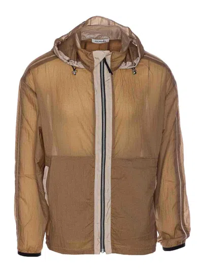 Premiata Natural Jacket With Frontal Zip Closure In Brown