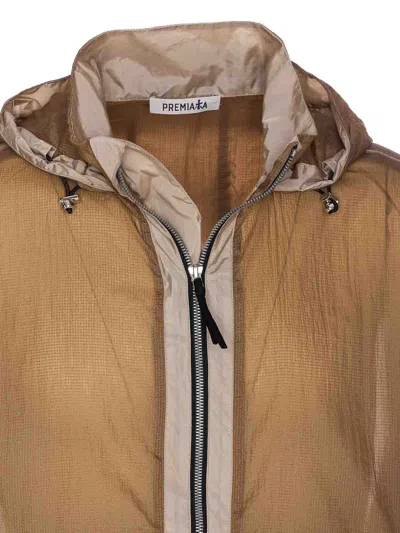 Premiata Natural Jacket With Frontal Zip Closure In Brown