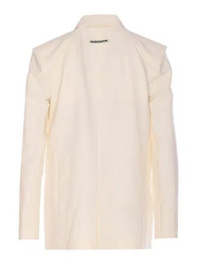 Patrizia Pepe Ivory Jacket With Frontal Buttons Closure In Pink