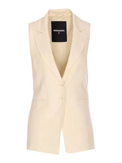 Patrizia Pepe Ivory Vest With Frontal Buttons Closure In Pink