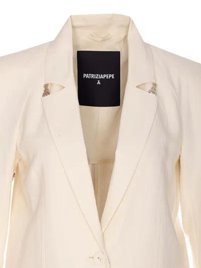 Patrizia Pepe Ivory Jacket With Frontal Buttons Closure In Pink