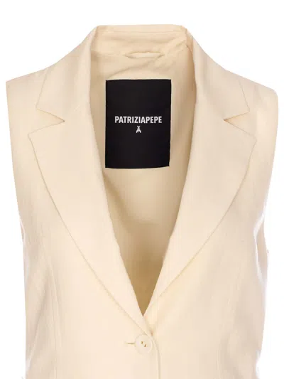 Patrizia Pepe Ivory Vest With Frontal Buttons Closure In Pink