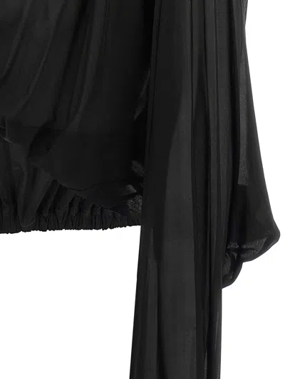 Rick Owens Crooped Hooded Tunic Sweaters And Cardigans Black In Black