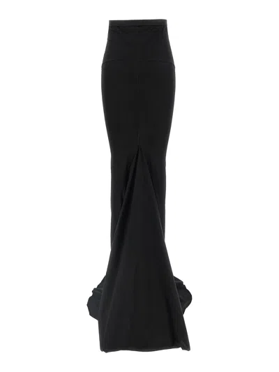Rick Owens High-waisted Floor-length Skirt With Seam Detailing In Black