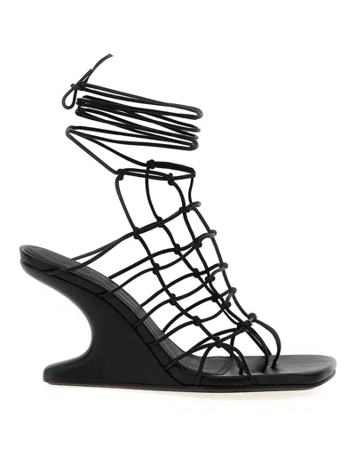 Rick Owens 80mm Web Cantilever Leather Sandals In Black