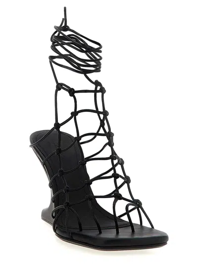 Rick Owens 80mm Web Cantilever Leather Sandals In Black