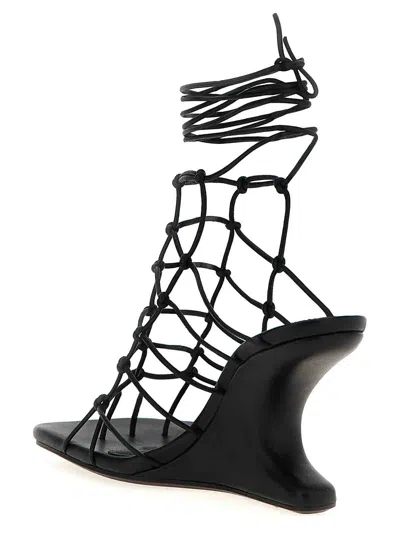 Rick Owens 80mm Web Cantilever Leather Sandals In Black