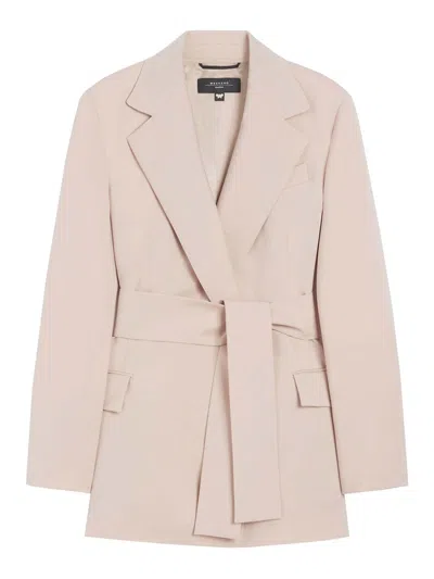 Weekend Max Mara Belted Wool Jacket In Neutral