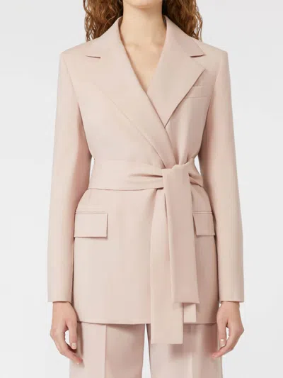 Weekend Max Mara Belted Wool Jacket In Neutral