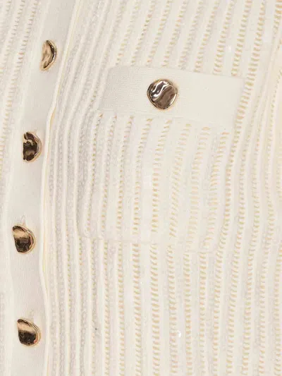 Self-portrait Sequinis Crochet Top In White