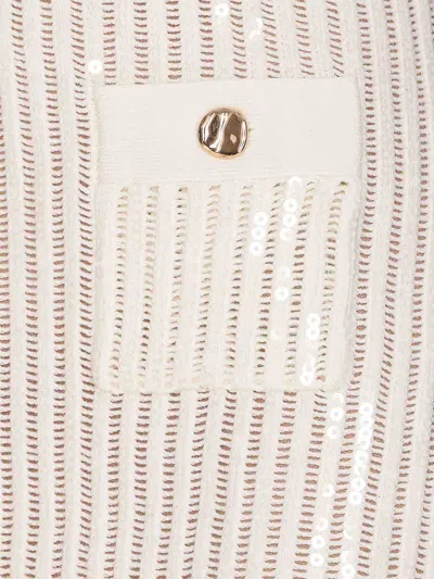 Self-portrait Sequined Crocheted Cotton And Cashmere-blend Mini Skirt In Neutral