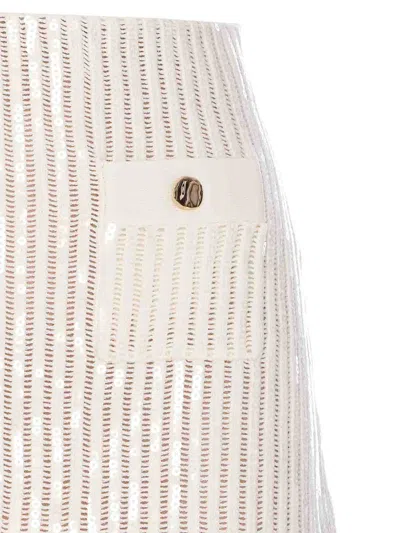 Self-portrait Sequined Crocheted Cotton And Cashmere-blend Mini Skirt In Neutral