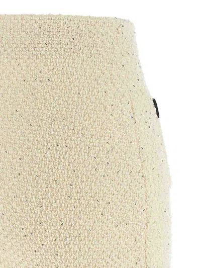 Self-portrait Sequin-embellished Knitted Mini Skirt In Neutral