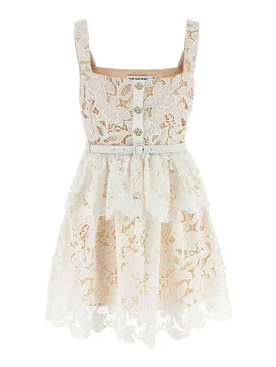 Self-portrait Self Portrait 'lace' Dress In White Polyamide Blend In White