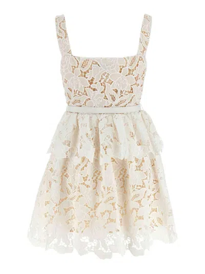 Self-portrait Self Portrait 'lace' Dress In White Polyamide Blend In White