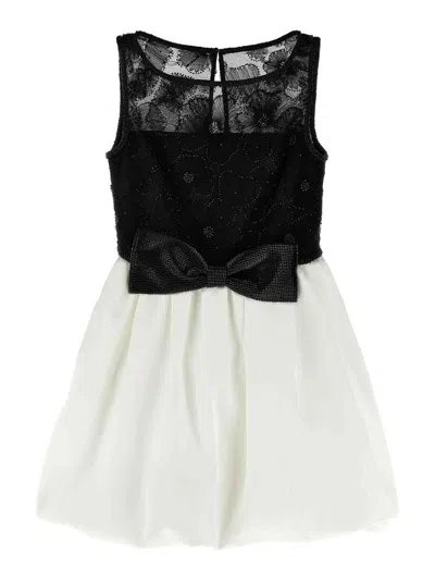 Self-portrait Self Portrait 'black And White Tulle Mini' Dress In White