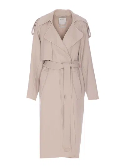 Sportmax Belted Coat Featuring Epaulettes In Pink