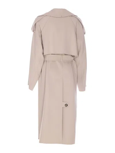 Sportmax Belted Coat Featuring Epaulettes In Pink