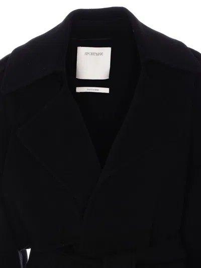 Sportmax Fiore Coat In Black