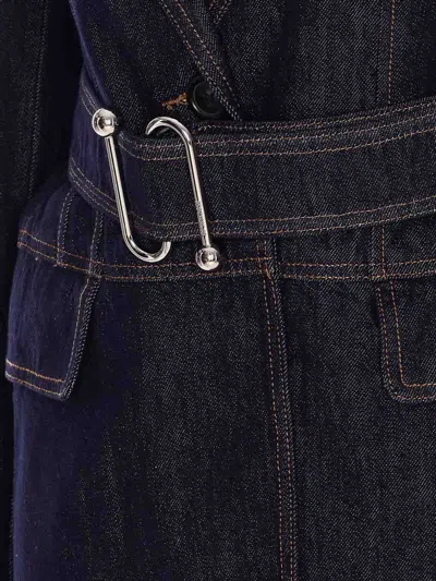 Sportmax Waist Belted Longline Jacket With Notched Lapels In Blue