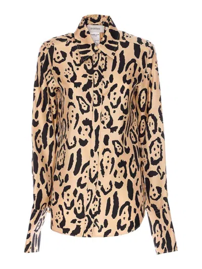 Sportmax Armony Animal Patterned Long-sleeved Shirt In Neutral