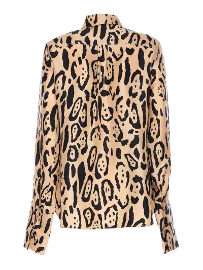 Sportmax Armony Animal Patterned Long-sleeved Shirt In Neutral