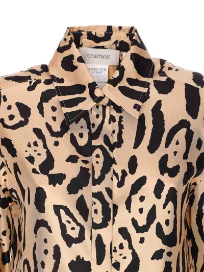 Sportmax Armony Animal Patterned Long-sleeved Shirt In Neutral