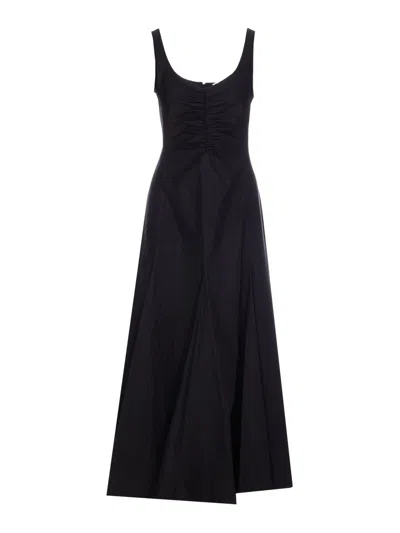 Sportmax Scoop Neck Sleeveless Dress With Flared Hem In Black