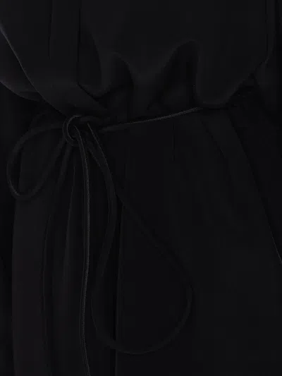 Sportmax Waist Belt Long Sleeve Dress With Tie Detail In Blue