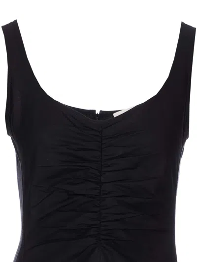 Sportmax Scoop Neck Sleeveless Dress With Flared Hem In Black