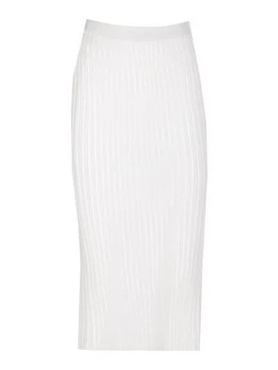 Sportmax Knitwear Culotte Midi Skirt With Sheer Effect In White